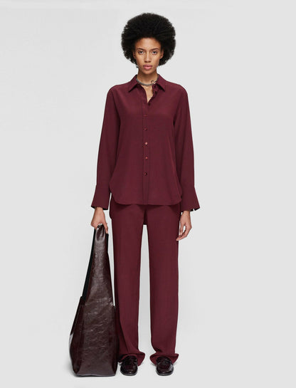 JOSEPH Fashion Women Joe Silk Crepe de Chine Blouse Merlot