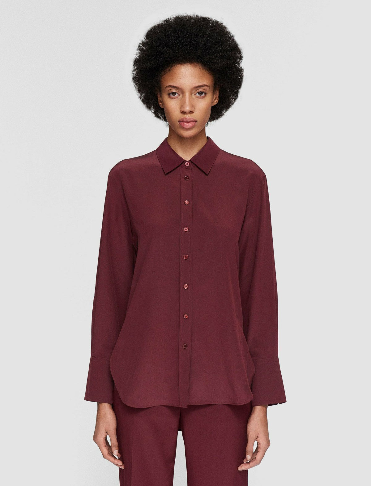 JOSEPH Fashion Women Joe Silk Crepe de Chine Blouse Merlot