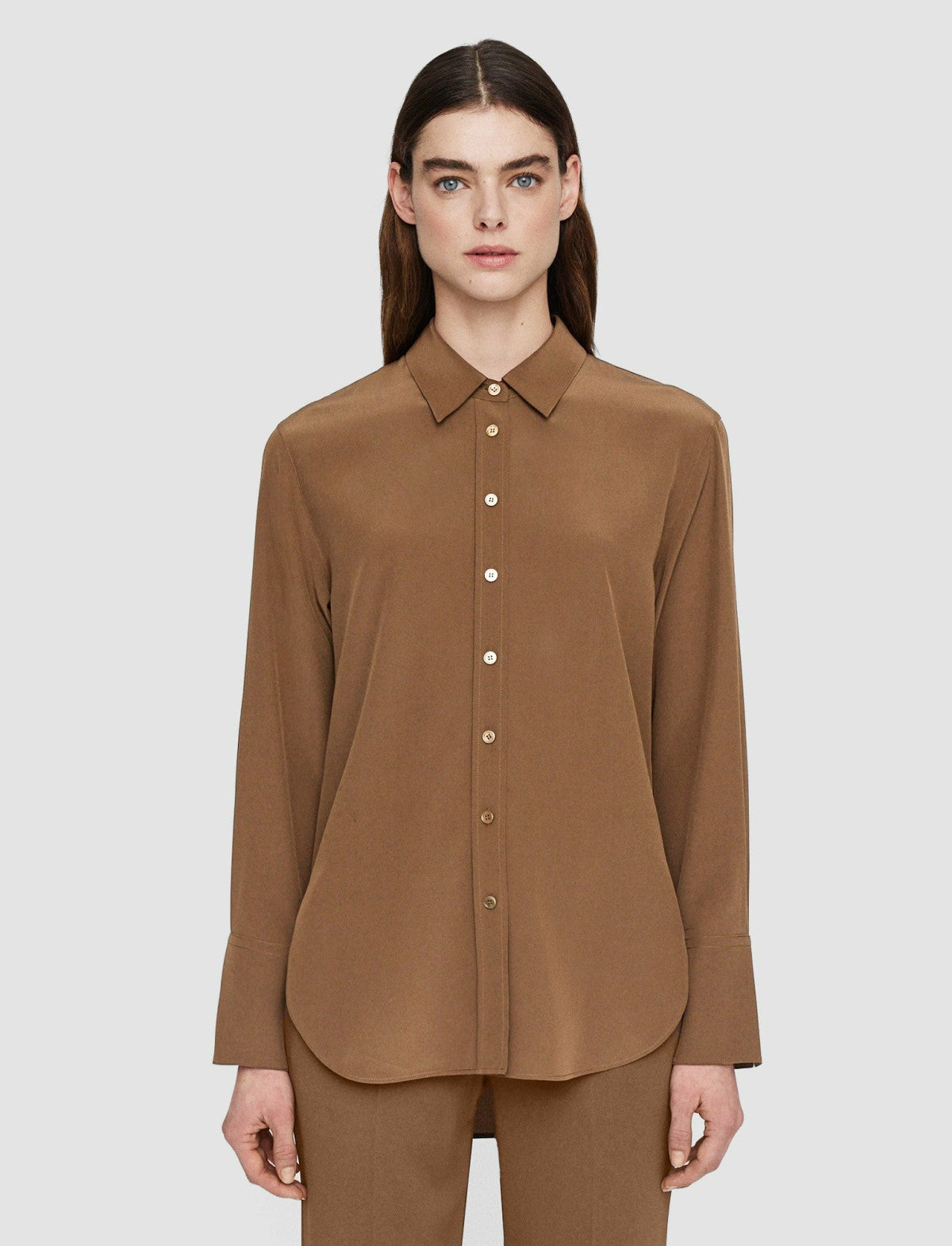 JOSEPH Fashion Women Joe Silk Crepe de Chine Blouse Arabica