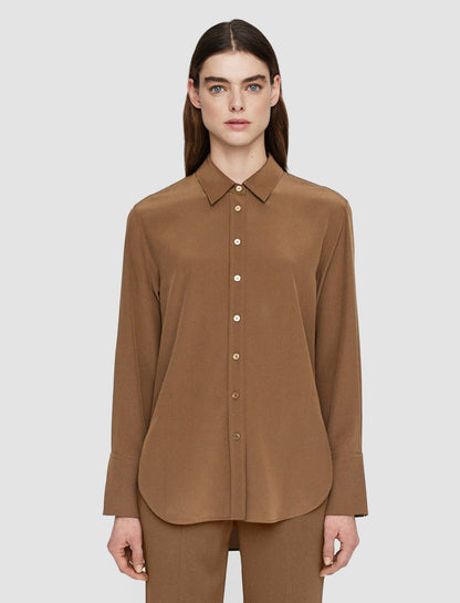 JOSEPH Fashion Women Joe Silk Crepe de Chine Blouse Arabica