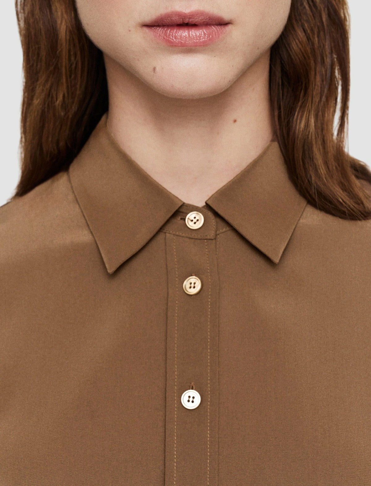 JOSEPH Fashion Women Joe Silk Crepe de Chine Blouse Arabica