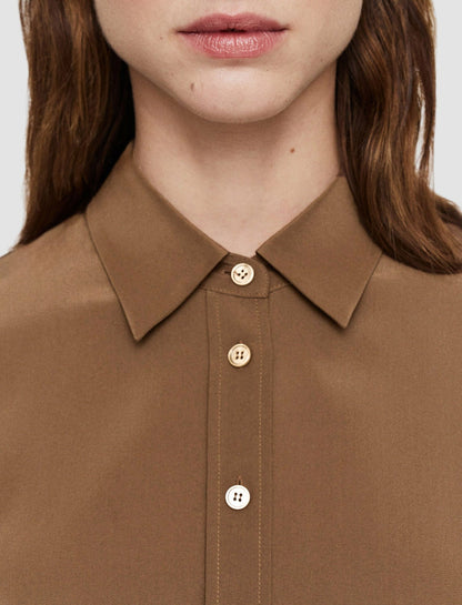 JOSEPH Fashion Women Joe Silk Crepe de Chine Blouse Arabica