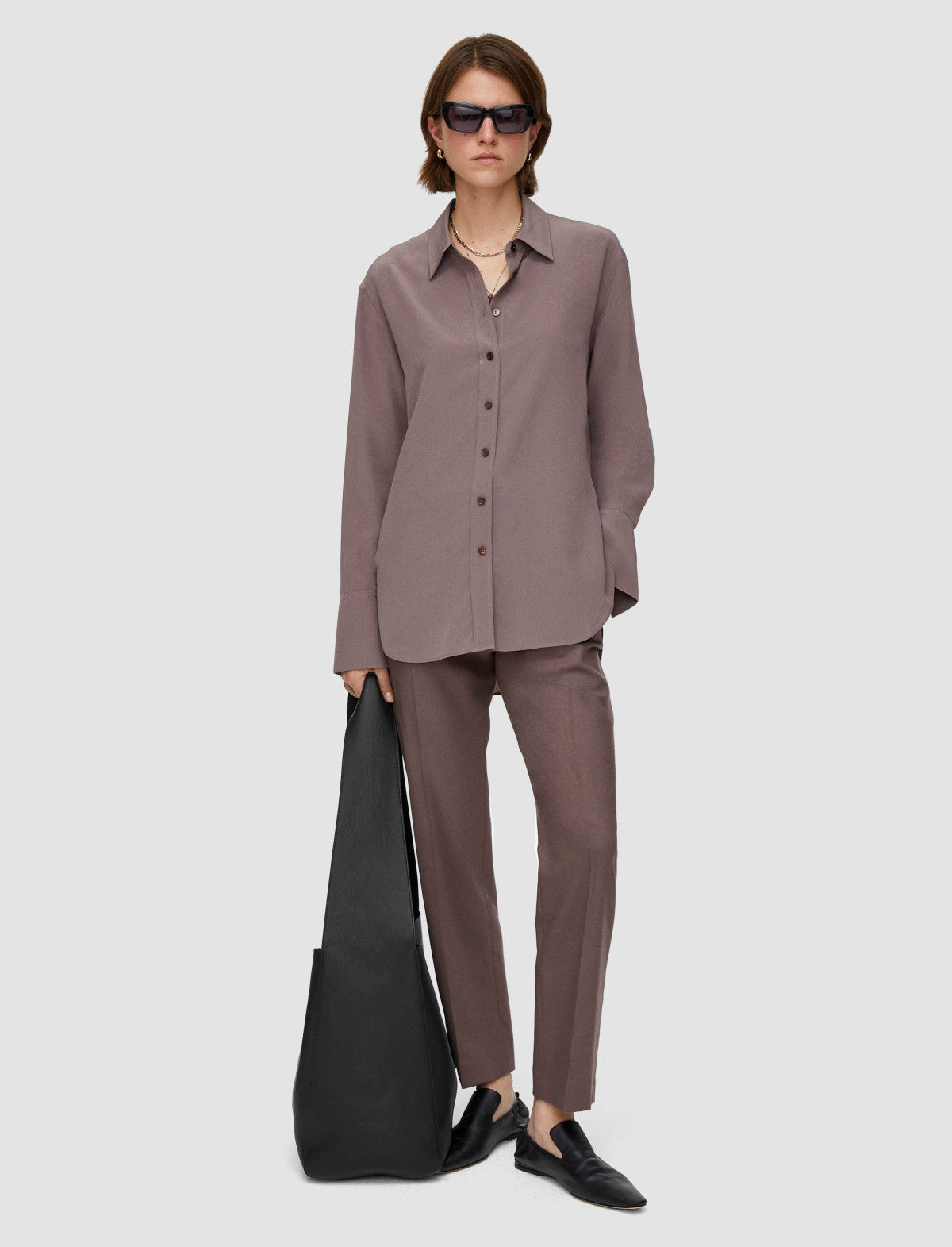 JOSEPH Fashion Women Joe Silk Crepe de Chine Blouse Carob