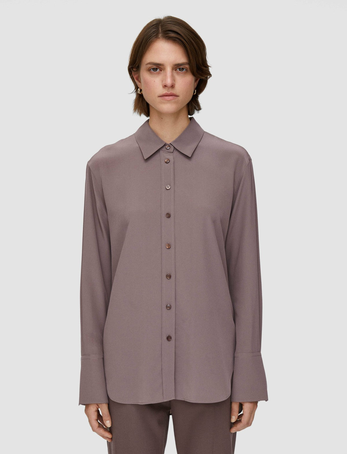 JOSEPH Fashion Women Joe Silk Crepe de Chine Blouse Carob