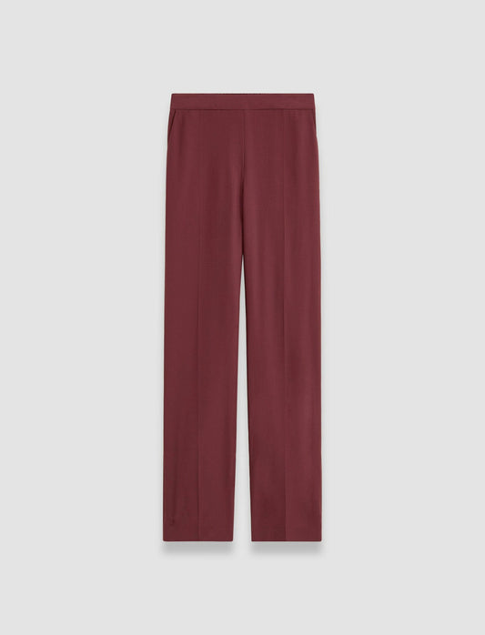 JOSEPH Fashion Women Silk Crepe de Chine Tova Trousers Merlot