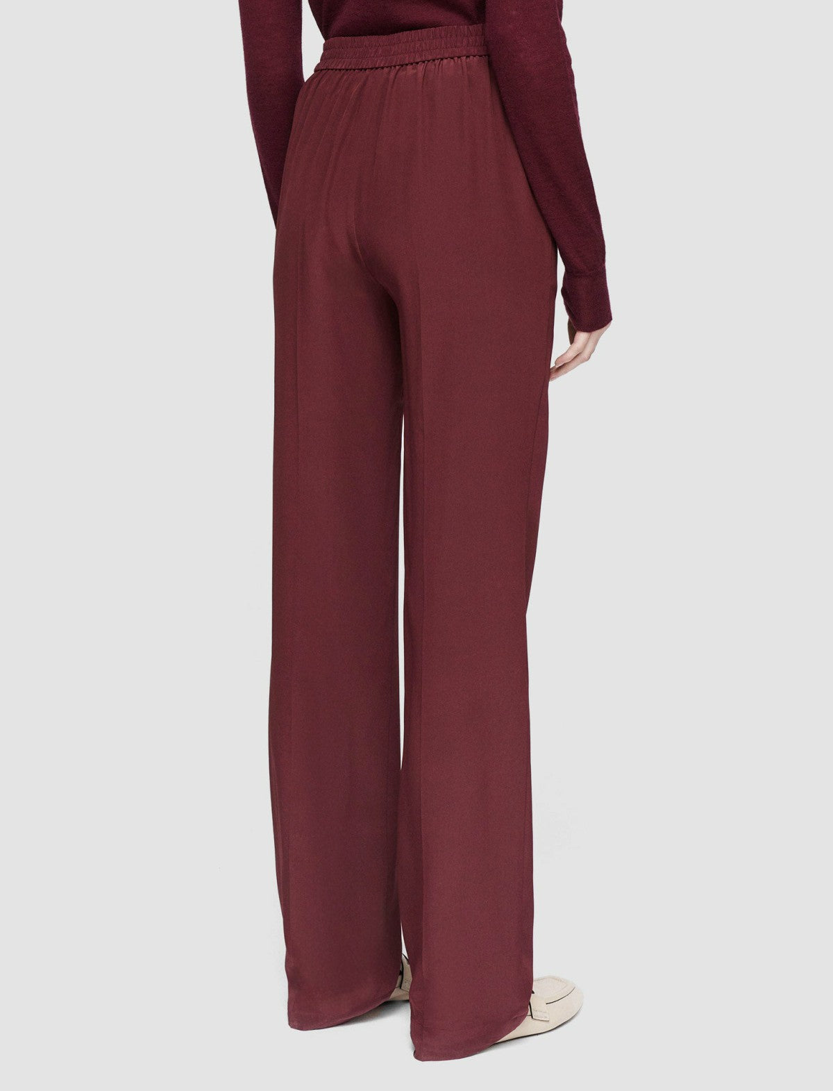 JOSEPH Fashion Women Silk Crepe de Chine Tova Trousers Merlot