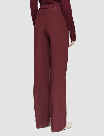 JOSEPH Fashion Women Silk Crepe de Chine Tova Trousers Merlot