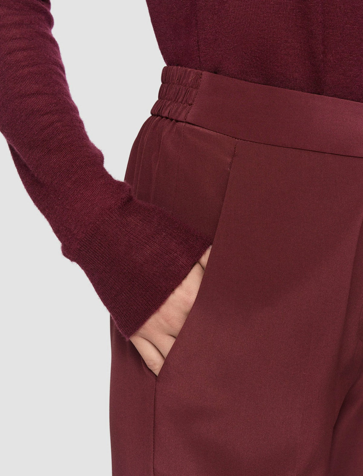 JOSEPH Fashion Women Silk Crepe de Chine Tova Trousers Merlot
