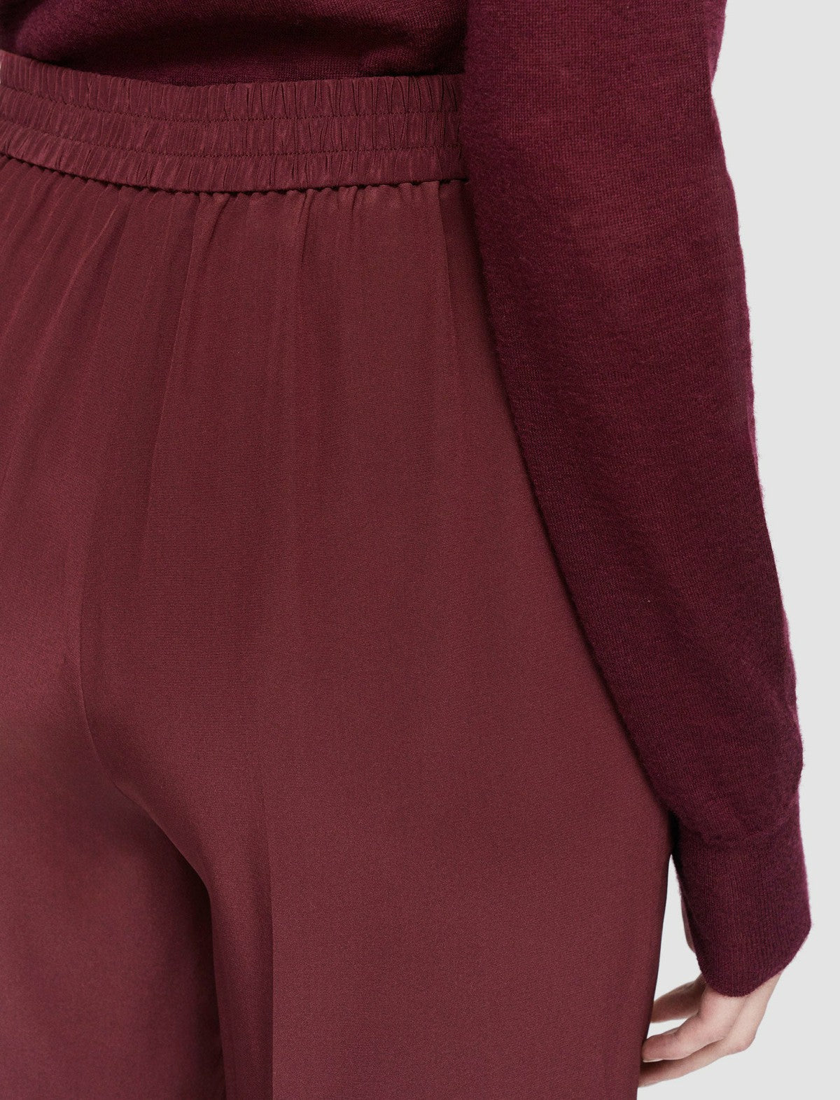 JOSEPH Fashion Women Silk Crepe de Chine Tova Trousers Merlot