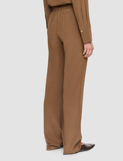 JOSEPH Fashion Women Silk Crepe de Chine Tova Trousers Arabica
