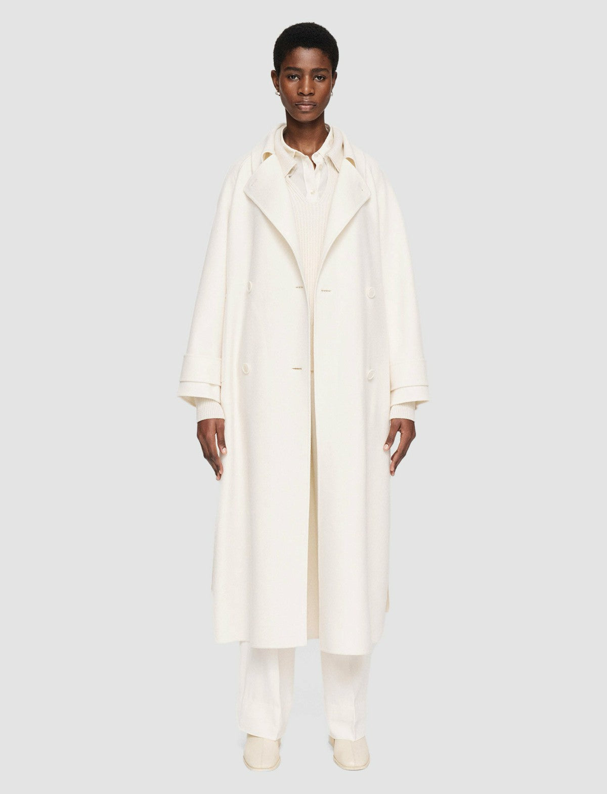 JOSEPH Fashion Women Double Face Cashmere Navarre Coat Ivory