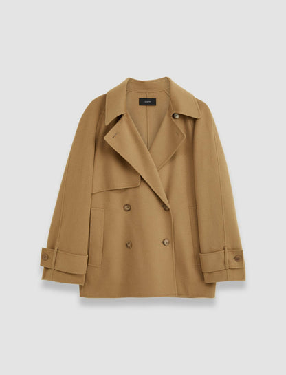 JOSEPH Fashion Women Double Face Cashmere Marne Coat Oak