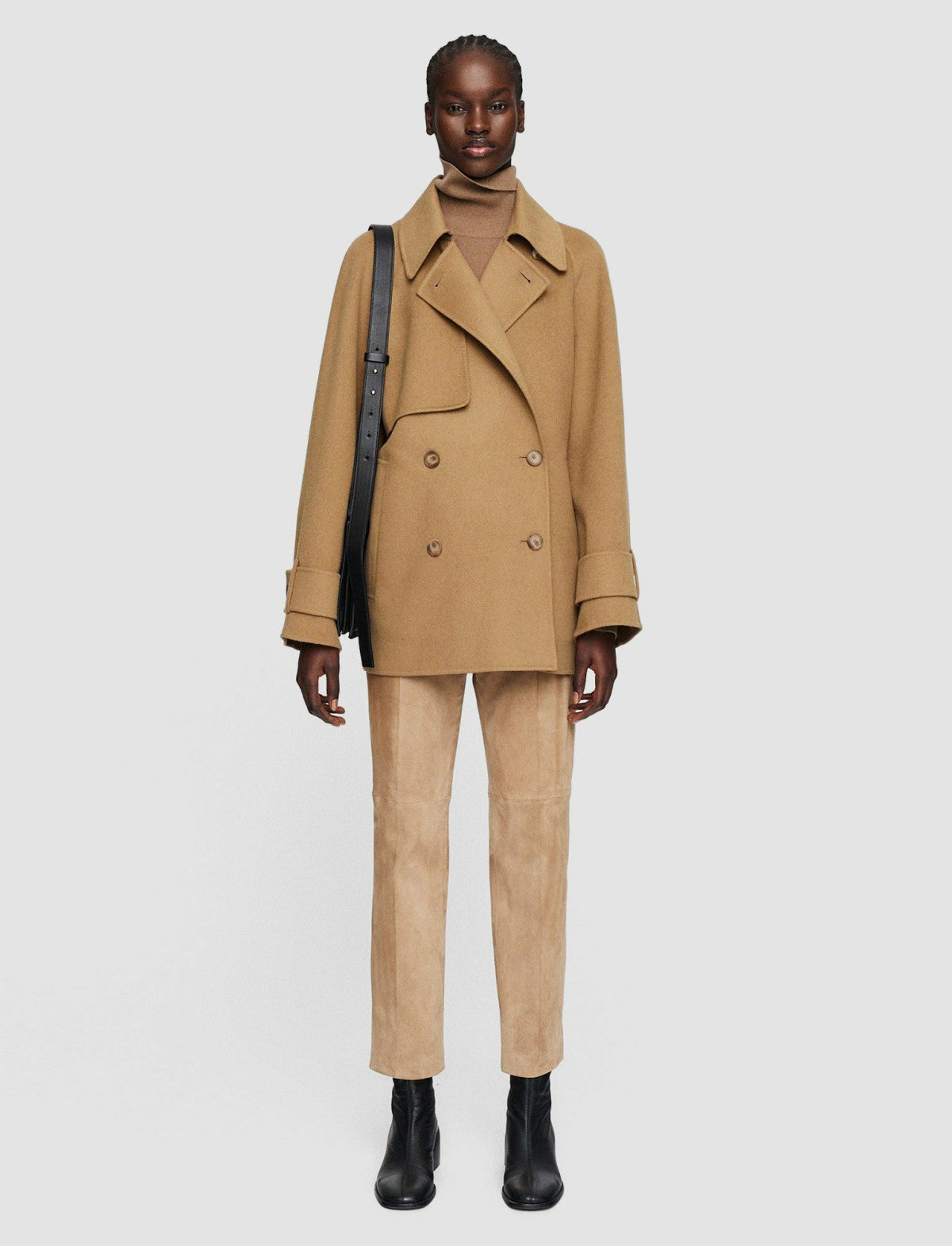 JOSEPH Fashion Women Double Face Cashmere Marne Coat Oak