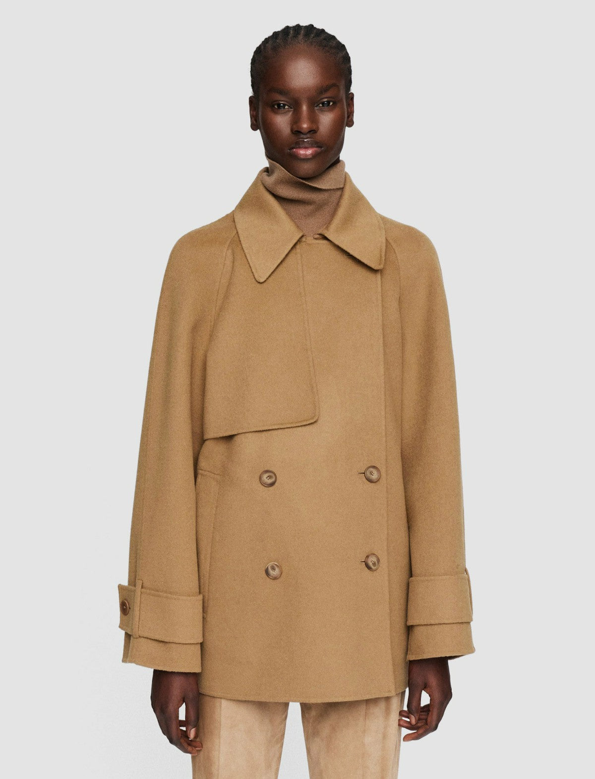 JOSEPH Fashion Women Double Face Cashmere Marne Coat Oak