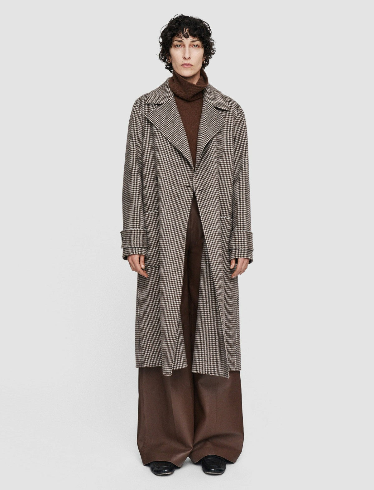 JOSEPH Fashion Women Double Face Dogtooth Arline Coat Arabica Combo