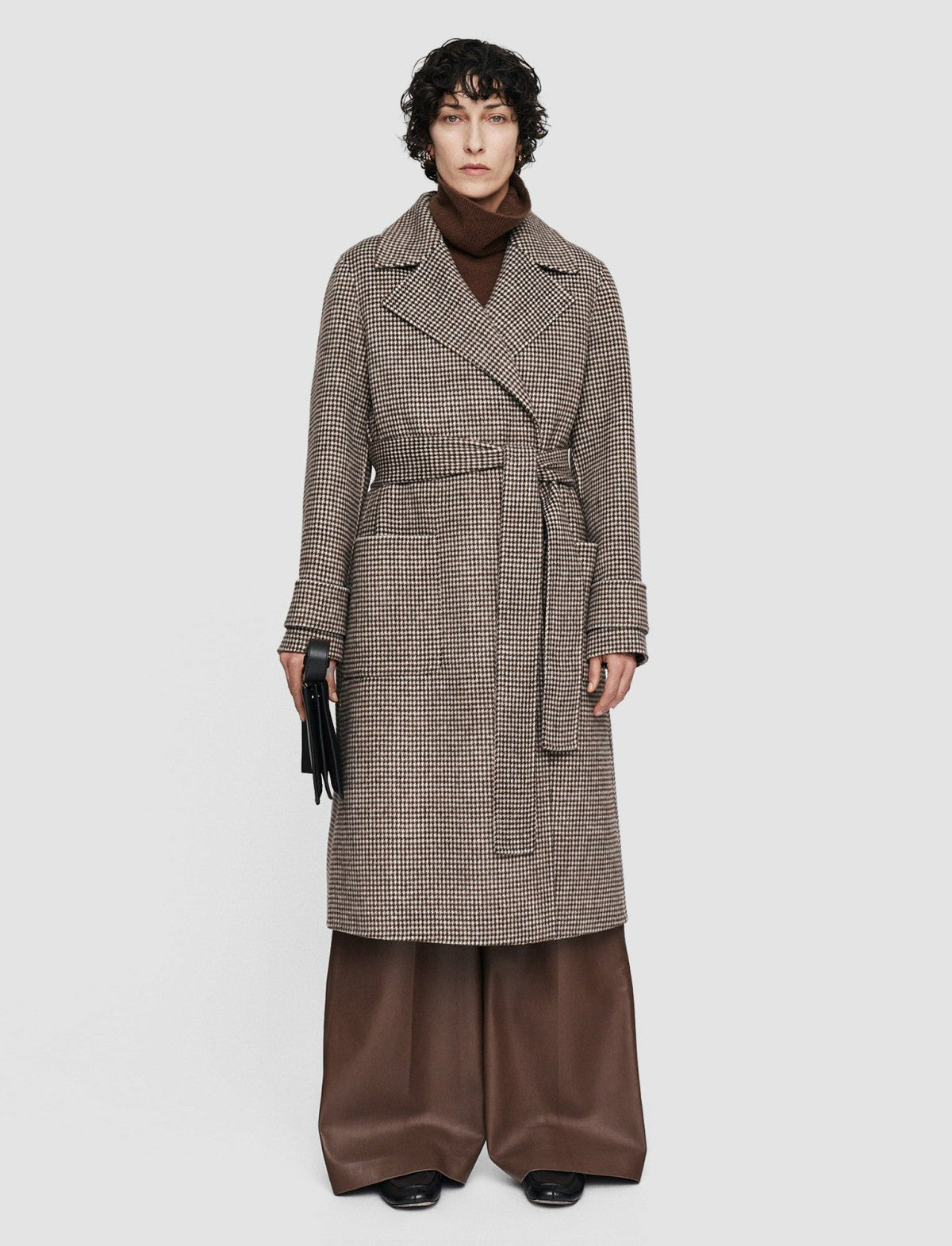 JOSEPH Fashion Women Double Face Dogtooth Arline Coat Arabica Combo