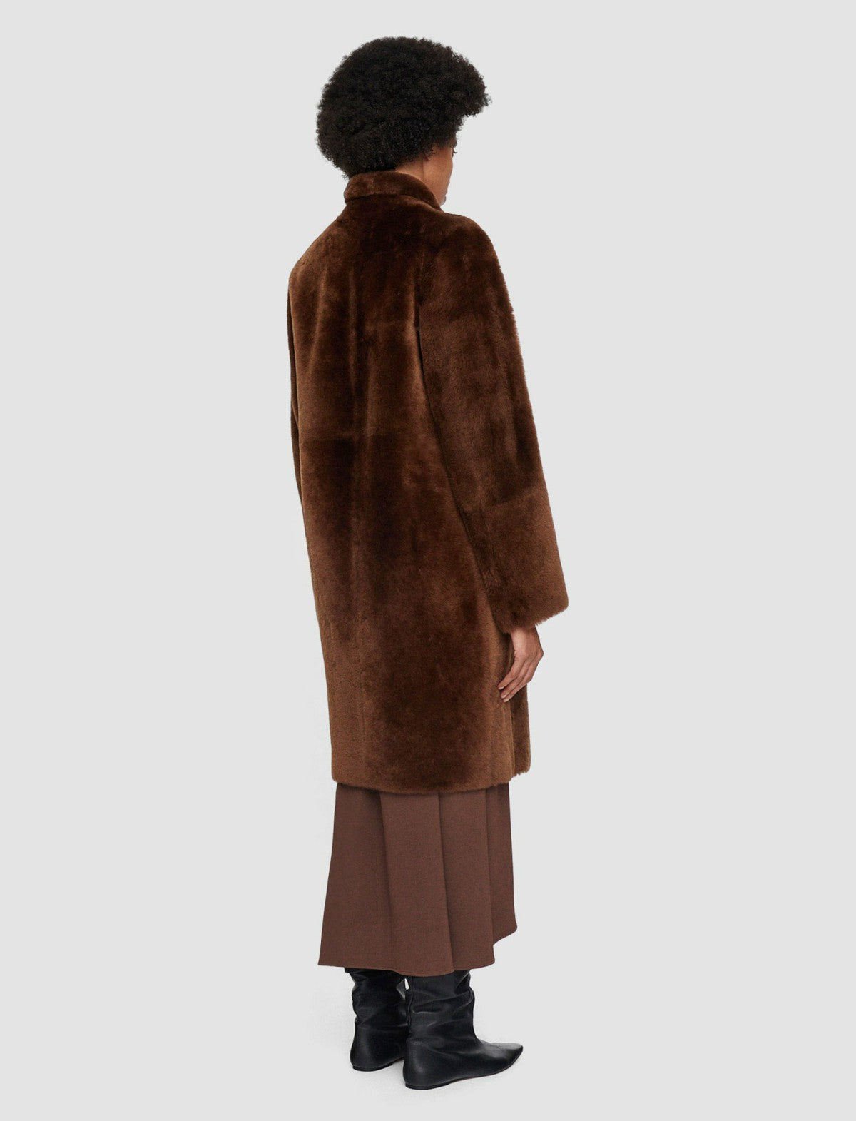 JOSEPH Fashion Women Britanny Reversible Shearling Coat Arabica