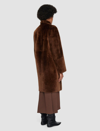 JOSEPH Fashion Women Britanny Reversible Shearling Coat Arabica