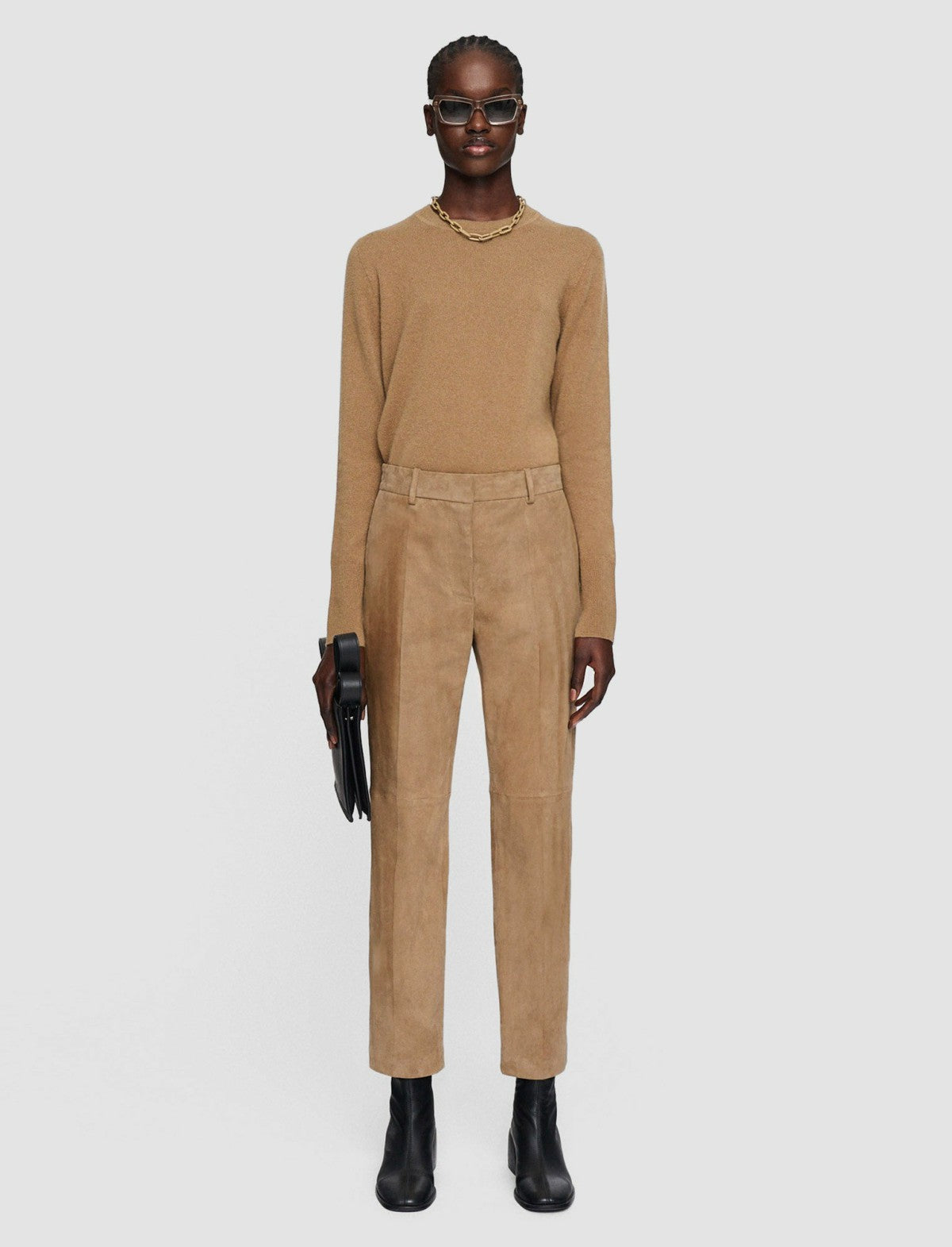JOSEPH Fashion Women Coleman Leather Stretch Trousers Oak
