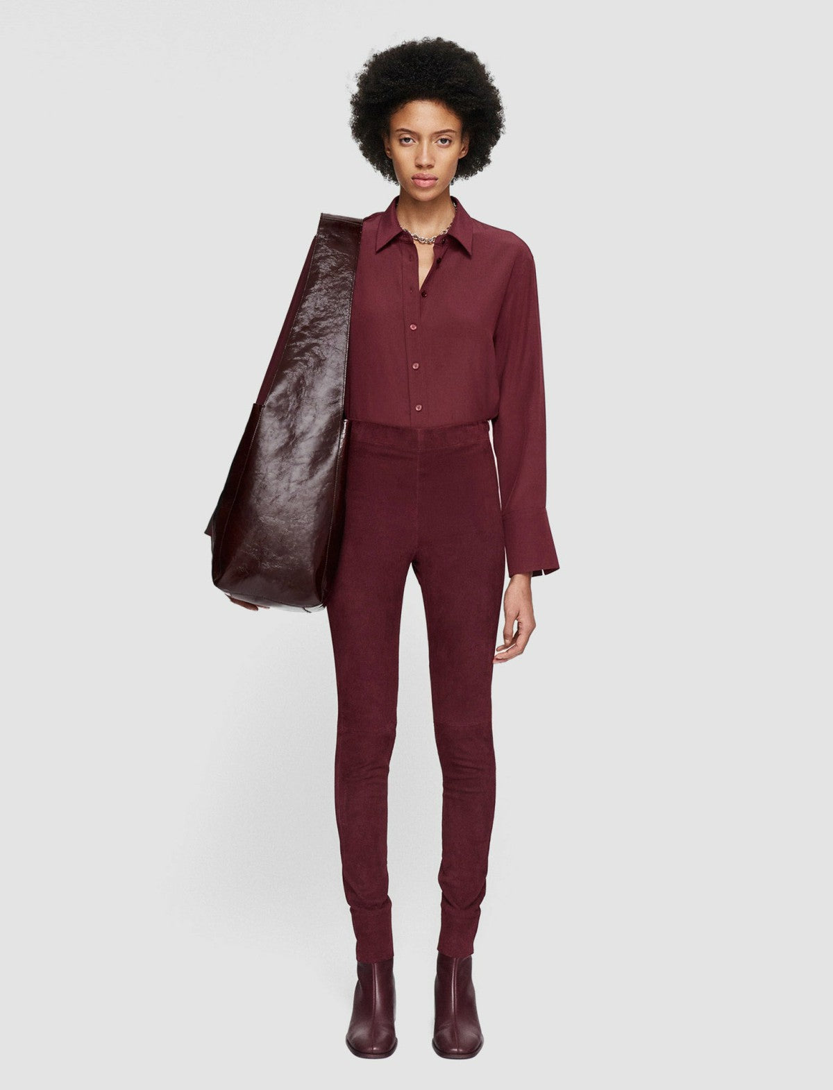 JOSEPH Fashion Women Suede Stretch Leggings Merlot