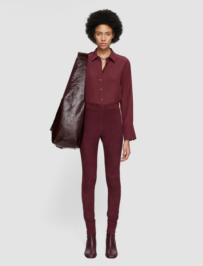 JOSEPH Fashion Women Suede Stretch Leggings Merlot