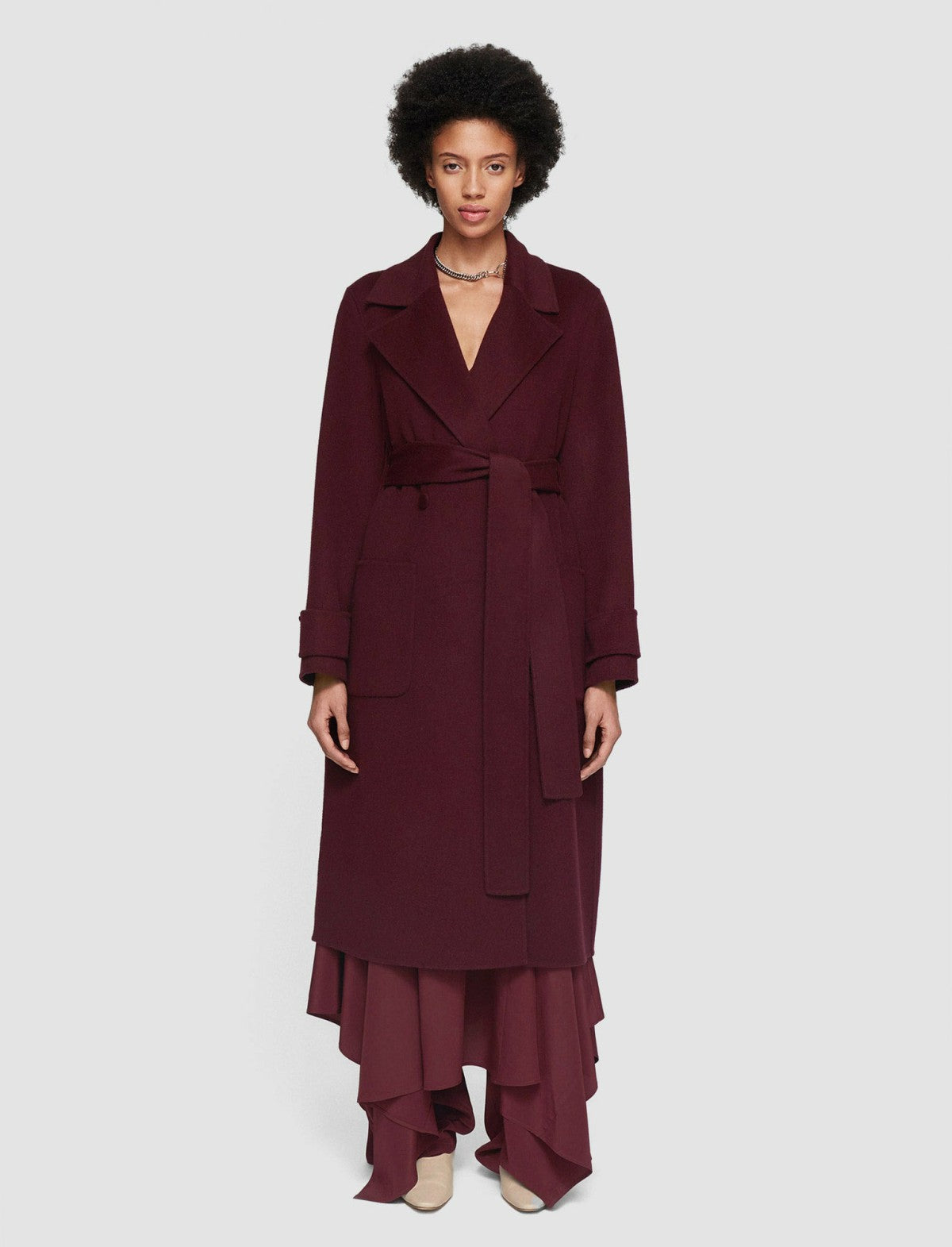 JOSEPH Fashion Women Arline Double Face Cashmere Coat Merlot