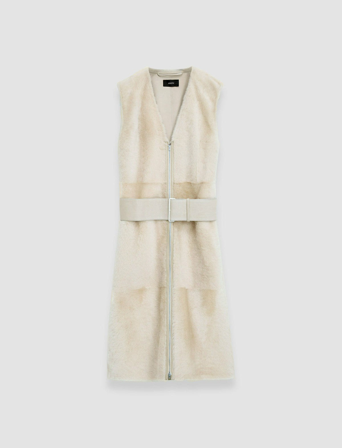 JOSEPH Fashion Women Light Shearling Cresson Long Gilet Ivory