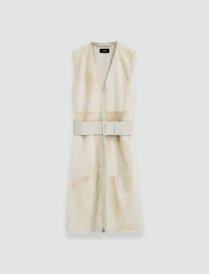 JOSEPH Fashion Women Light Shearling Cresson Long Gilet Ivory
