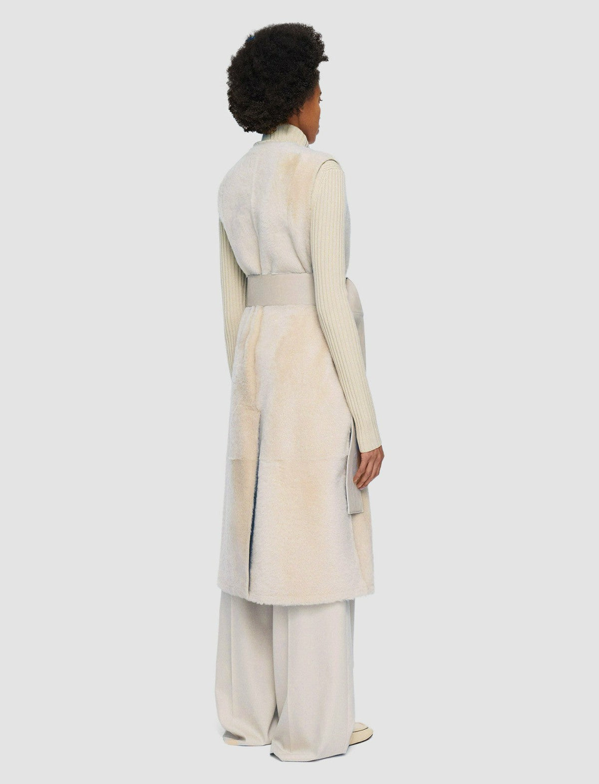 JOSEPH Fashion Women Light Shearling Cresson Long Gilet Ivory