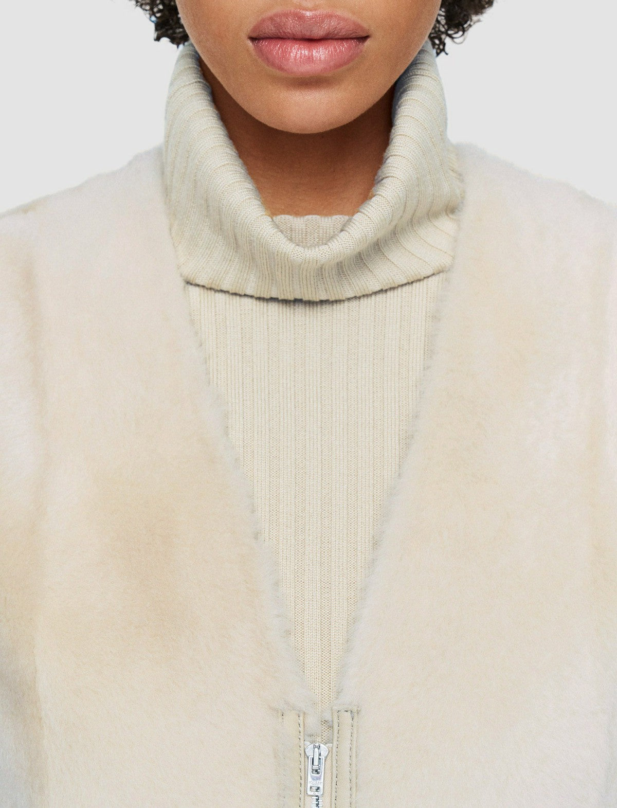 JOSEPH Fashion Women Light Shearling Cresson Long Gilet Ivory