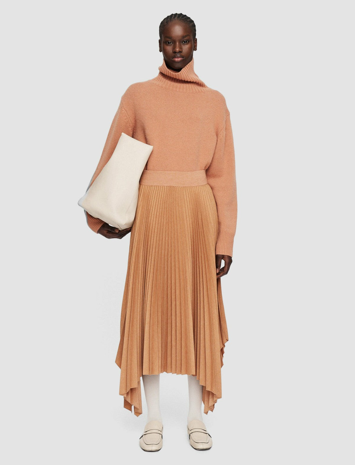 JOSEPH Fashion Women Pleated Flannel Ade Skirt Coral Melange