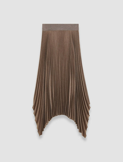 JOSEPH Fashion Women Pleated Flannel Ade Skirt Carob Melange