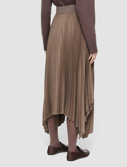 JOSEPH Fashion Women Pleated Flannel Ade Skirt Carob Melange