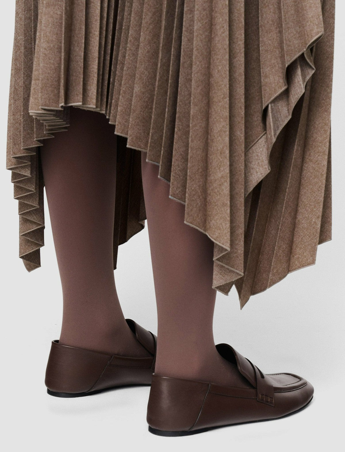 JOSEPH Fashion Women Pleated Flannel Ade Skirt Carob Melange