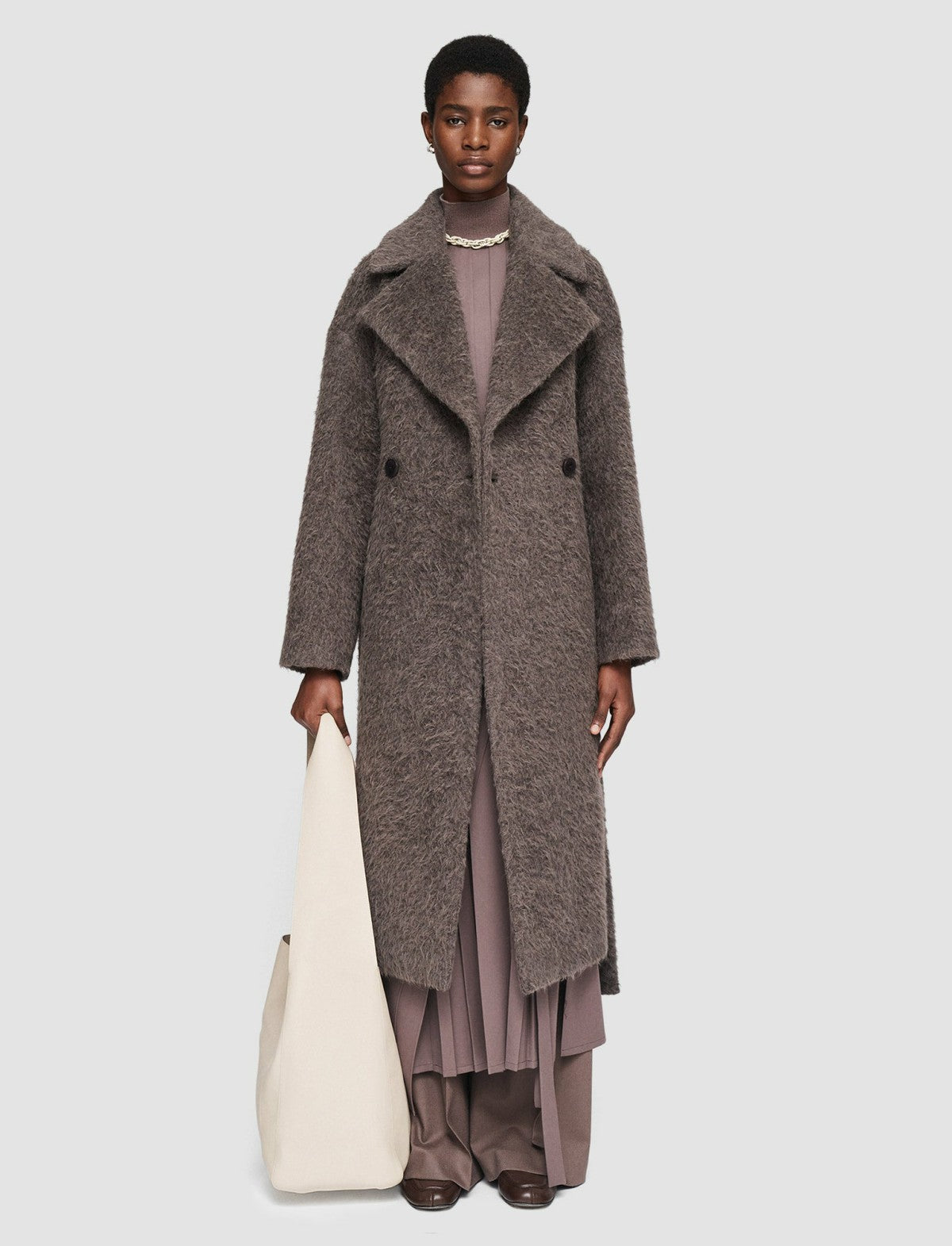 JOSEPH Fashion Women Alpaca Blanket Chalon Coat Carob