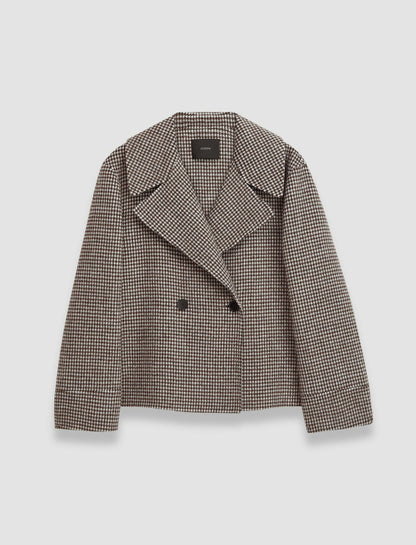 JOSEPH Fashion Women Double Face Cashmere Dogtooth Rollet Jacket Arabica Combo