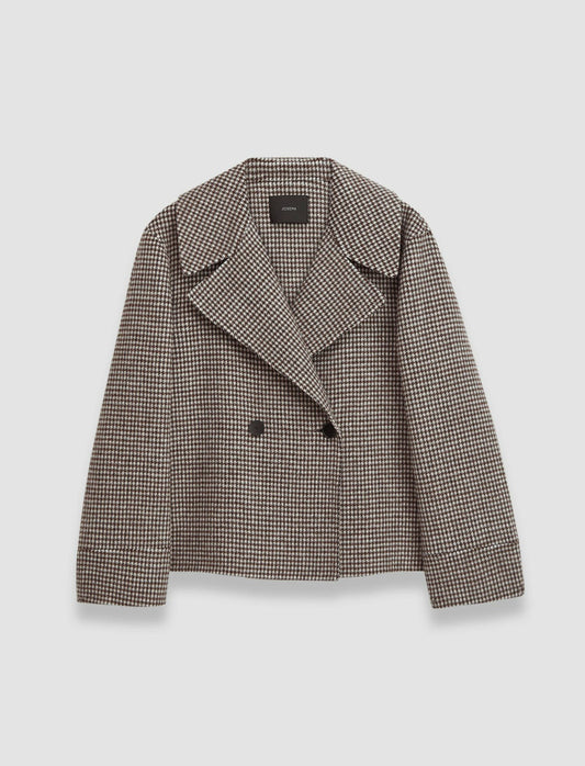 JOSEPH Fashion Women Double Face Cashmere Dogtooth Rollet Jacket Arabica Combo