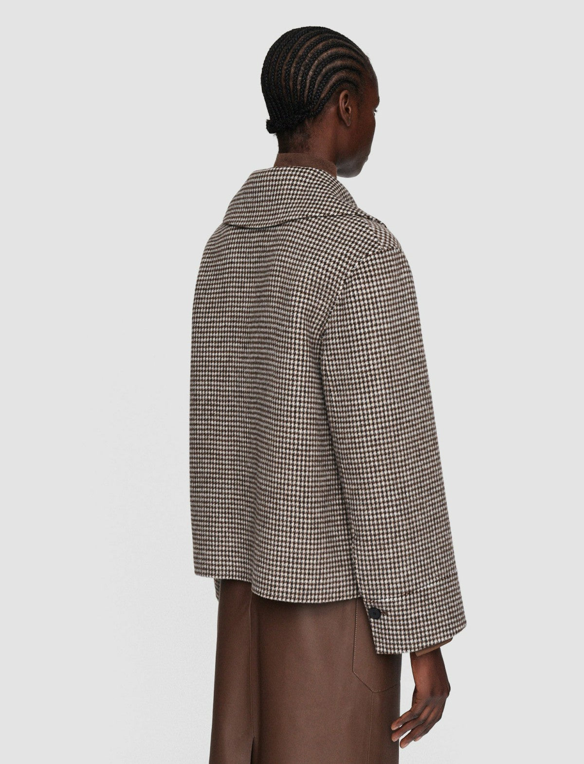 JOSEPH Fashion Women Double Face Cashmere Dogtooth Rollet Jacket Arabica Combo