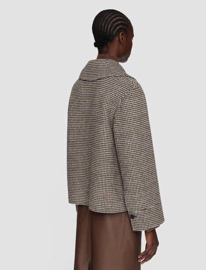 JOSEPH Fashion Women Double Face Cashmere Dogtooth Rollet Jacket Arabica Combo