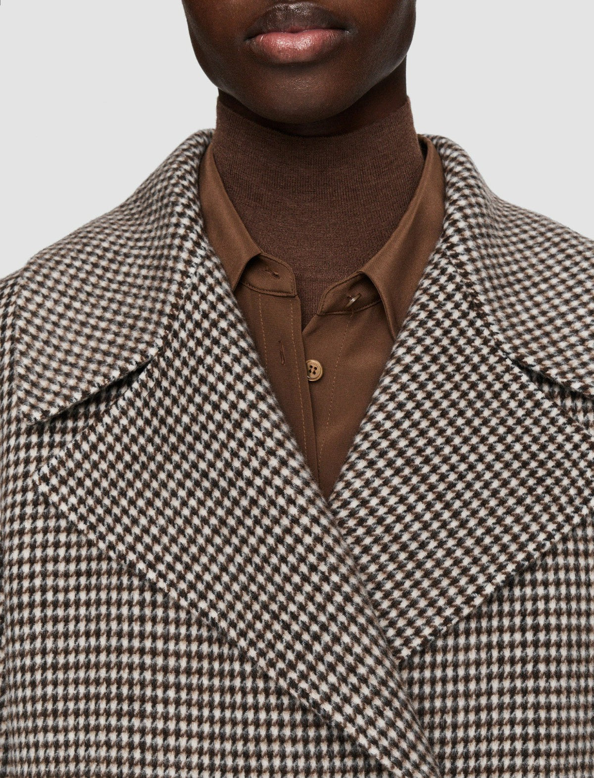 JOSEPH Fashion Women Double Face Cashmere Dogtooth Rollet Jacket Arabica Combo