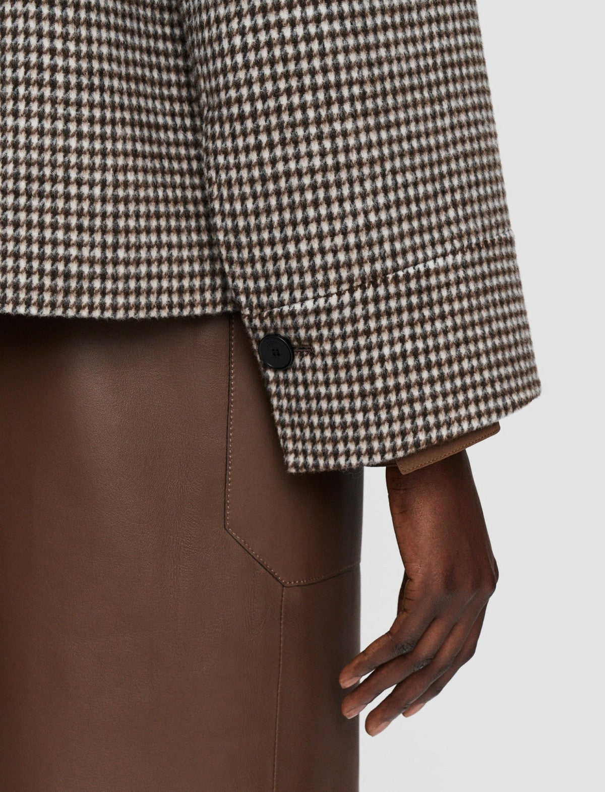 JOSEPH Fashion Women Double Face Cashmere Dogtooth Rollet Jacket Arabica Combo