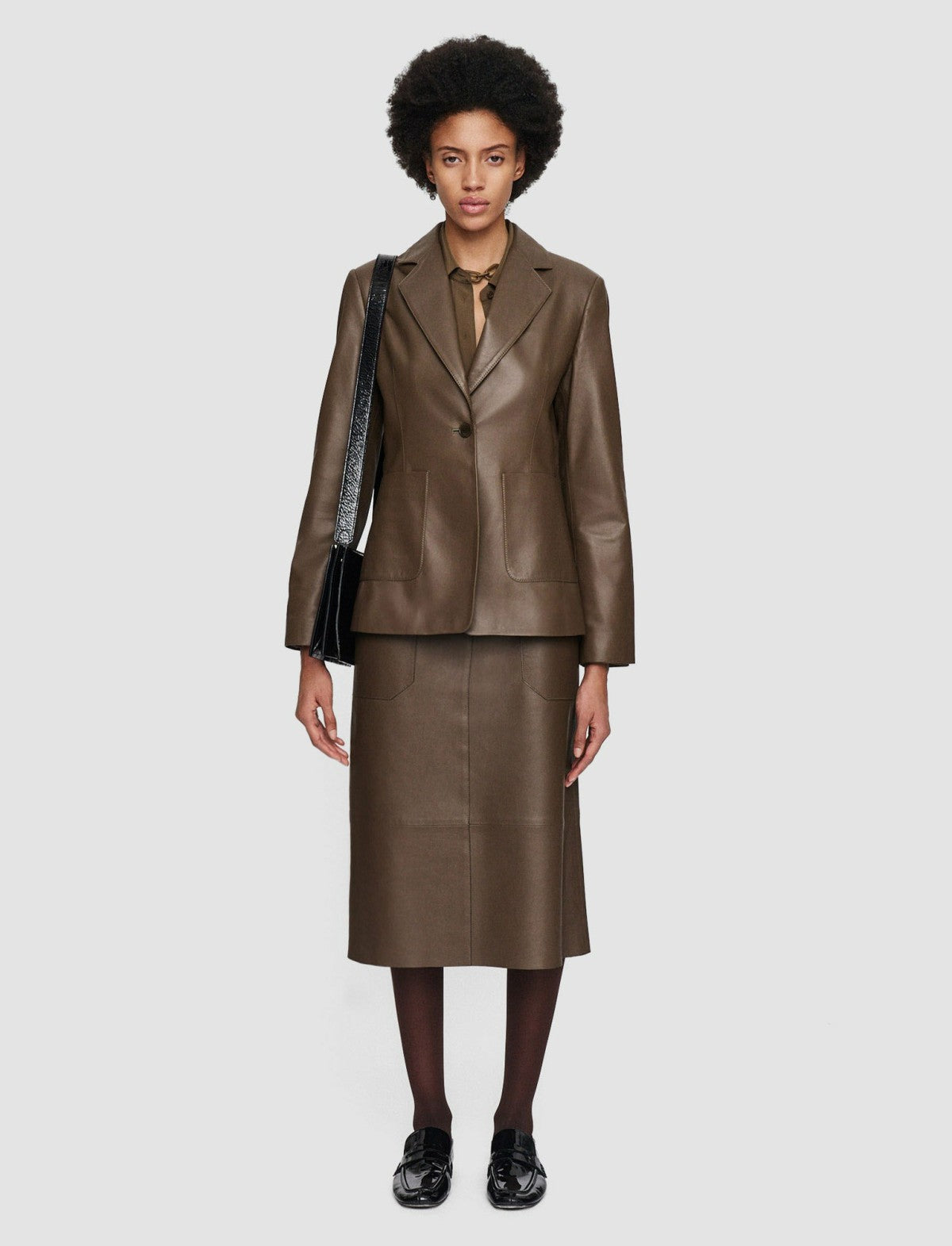 JOSEPH Fashion Women Glenview Nappa Leather Jacket Arabica