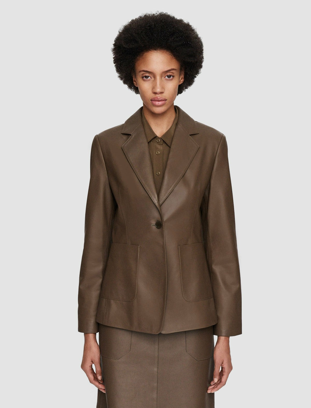 JOSEPH Fashion Women Glenview Nappa Leather Jacket Arabica