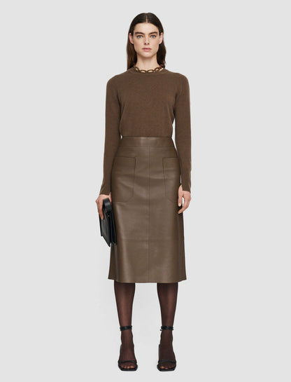 JOSEPH Fashion Women Blomfield Nappa Leather Skirt Arabica