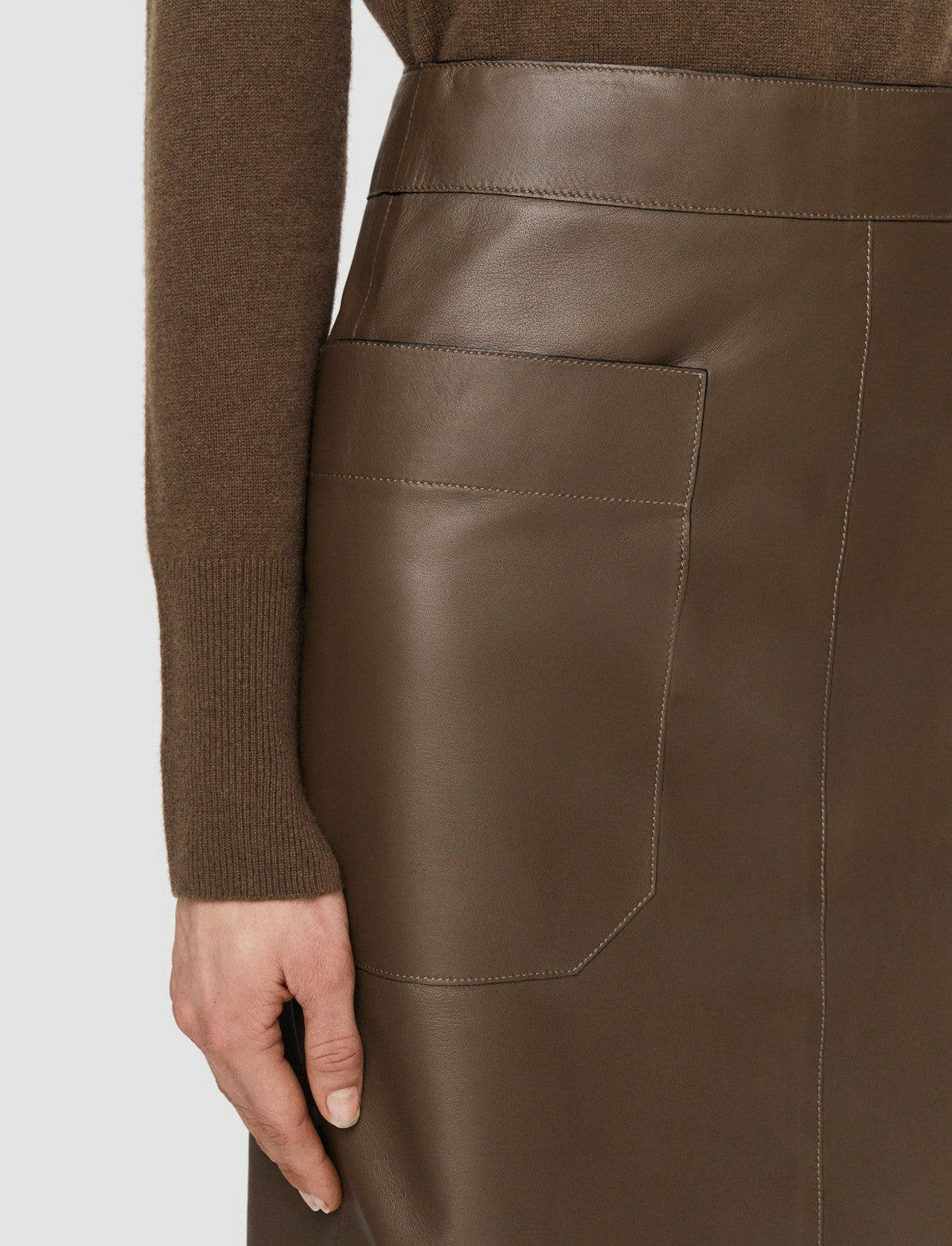 JOSEPH Fashion Women Blomfield Nappa Leather Skirt Arabica
