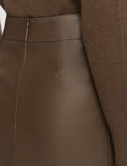 JOSEPH Fashion Women Blomfield Nappa Leather Skirt Arabica