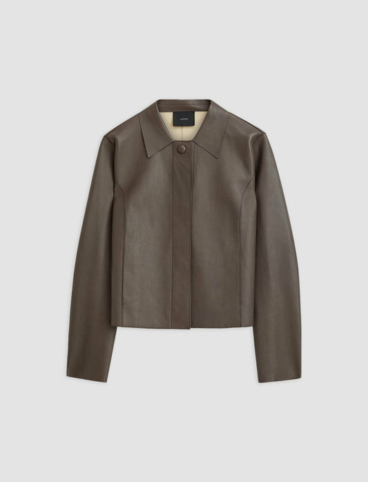 JOSEPH Fashion Women Bonded Leather Jose Jacket Carob