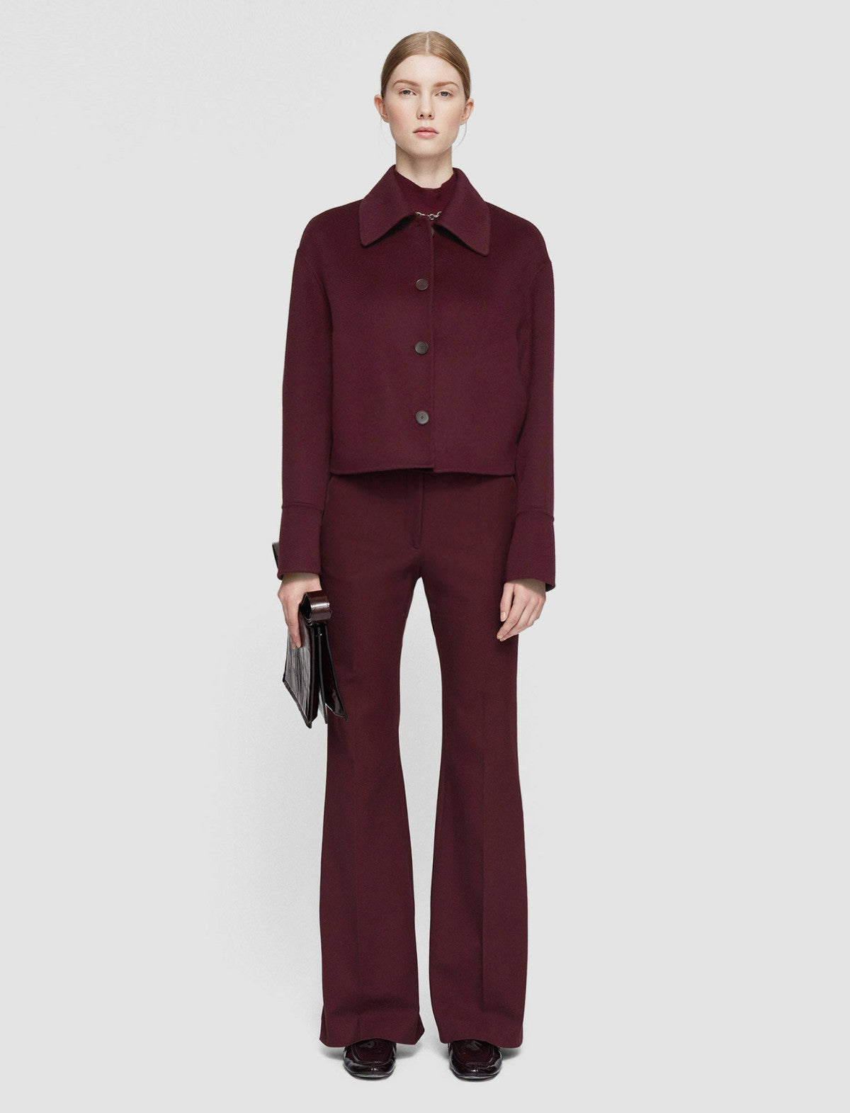 JOSEPH Fashion Women Double Face Cashmere Gerrard Jacket Merlot
