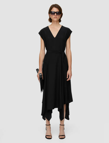 JOSEPH Fashion Women Silk Crepe de Chine Goodman Dress Black