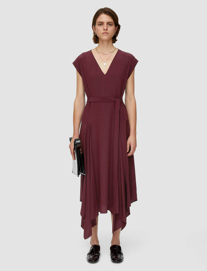 JOSEPH Fashion Women Silk Crepe de Chine Goodman Dress Merlot